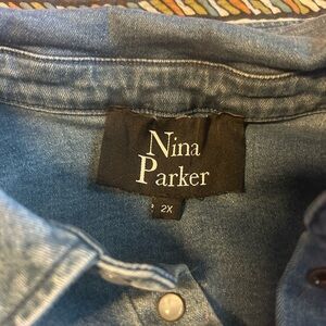 Nina Parker Blue Button Down Shirt/body suit